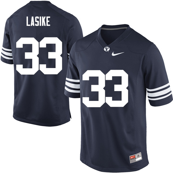 Men #33 Paul Lasike BYU Cougars College Football Jerseys Sale-Navy